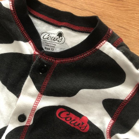 COWS Ice Cream One Piece Pajama Unisex Size 12 PJ's Print Dairyaire Farm Fresh - Picture 3 of 4